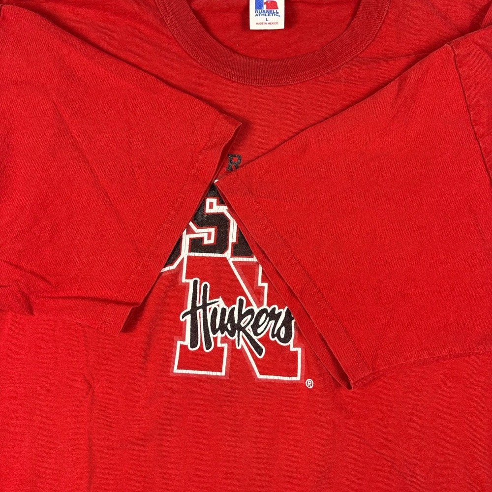 Vintage Russell Athletic Nebraska Huskers T-Shirt Red 90s Collegiate Large - Picture 4 of 7